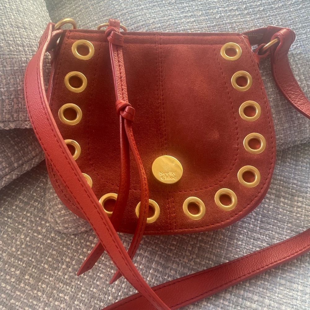 See by Chloe Kriss Mini Grommet Suede Shoulder